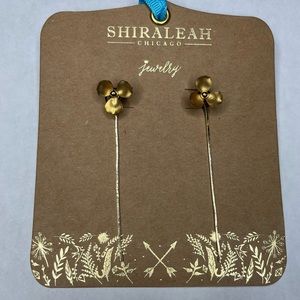 SHIRALEAH CHICAGO Fiore Small Gold Earrings Dainty Dangle Floral NWT